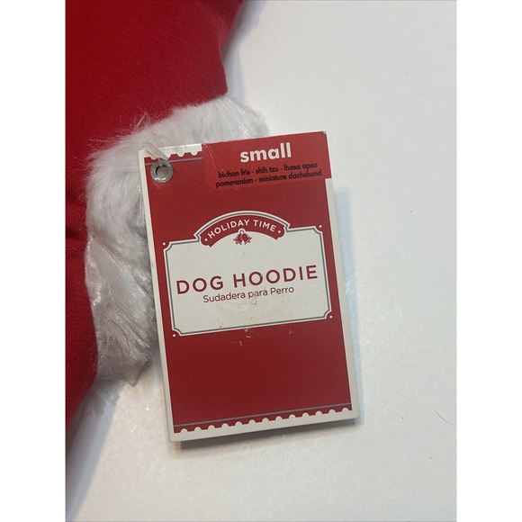 Simply‎ Dog-Christmas Hoodie with Fur Trim, Santa's Helper Size Small NWT - Picture 3 of 5